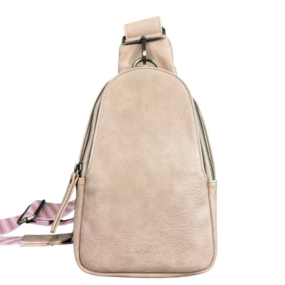 Urban Originals Sling Bag Blush Pink Vegan Leather Crossbody Backpack Strap